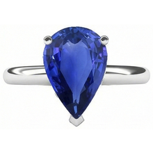 Solitaire Pear Sri Lankan Sapphire Ring Prong Set 3 Carats Gold