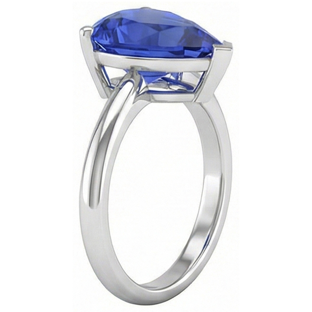 Solitaire Pear Sri Lankan Sapphire Ring Prong Set 3 Carats Gold