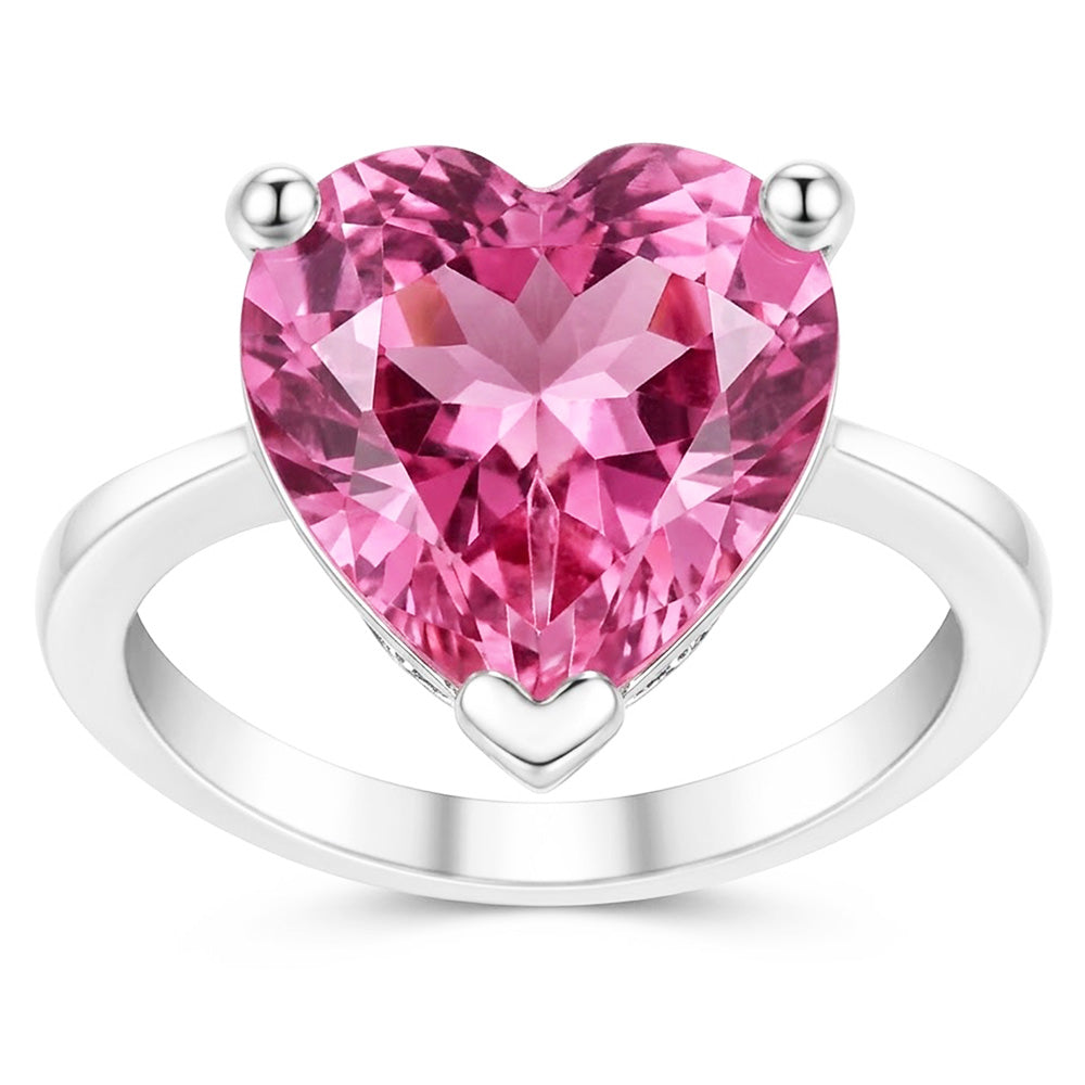 Solitaire Pink Heart Kunzite 22.50 Ct Anniversary Ring White Gold