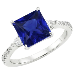 Natural Sapphire Ring 6ct - White Gold 14K