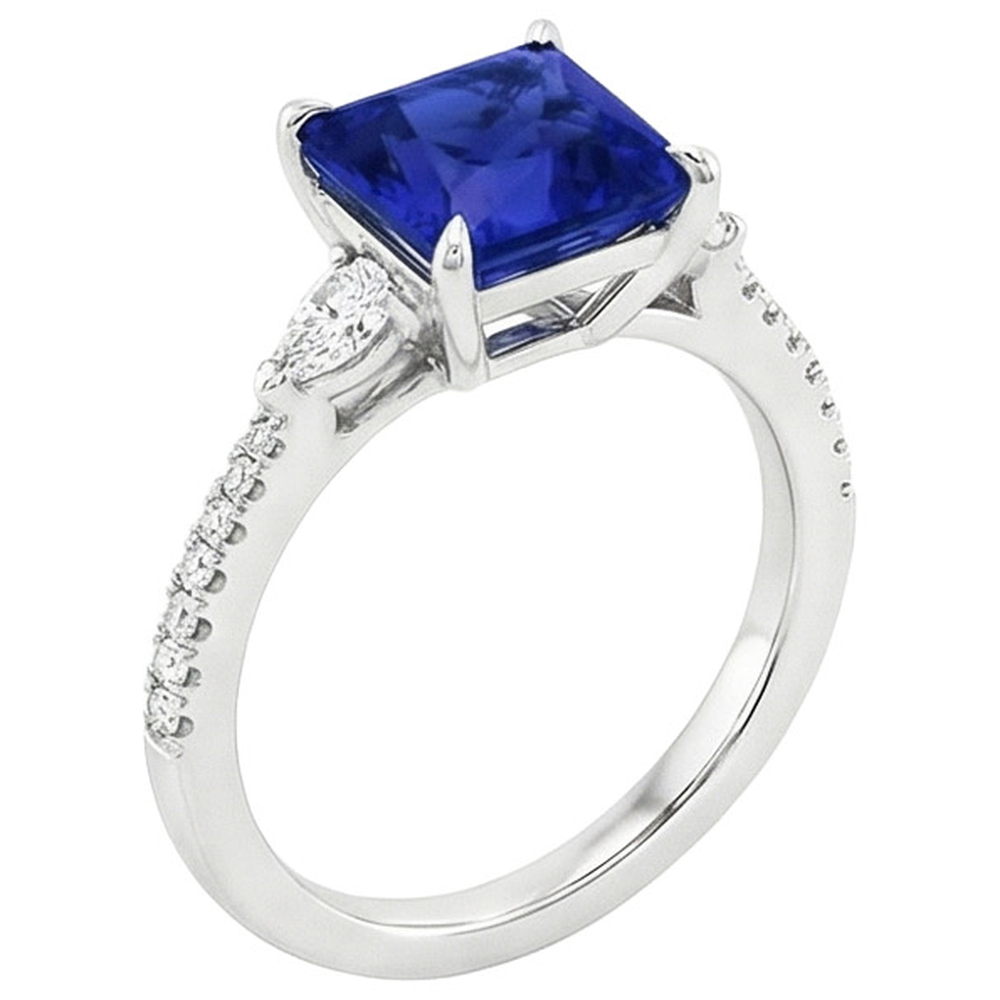 natural round sapphire 6ct ring top view