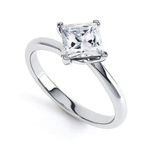 Solitaire Princess Cut 1 Carats Genuine Diamond Engagement Ring White Gold 14K