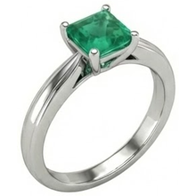 Solitaire Princess Cut Green Emerald 2.50 Carats Wedding Ring Gold White
