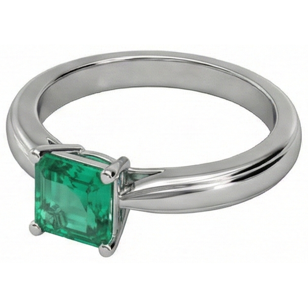 Solitaire Princess Cut Green Emerald 2.50 Carats Wedding Ring Gold White