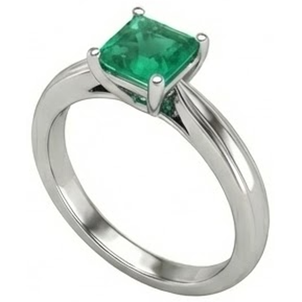 Solitaire Princess Cut Green Emerald 2.50 Carats Wedding Ring Gold White