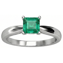 Solitaire Princess Cut Green Emerald 2.50 Carats Wedding Ring Gold White