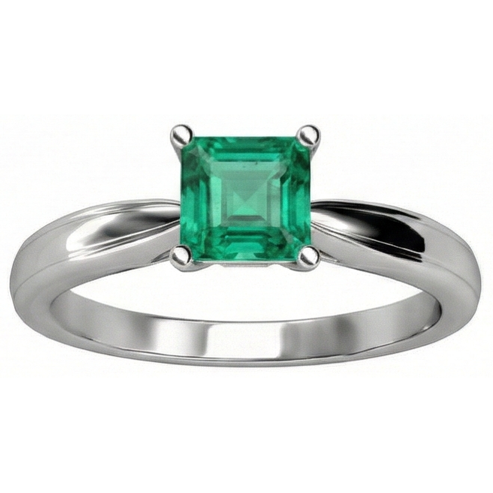 Solitaire Princess Cut Green Emerald 2.50 Carats Wedding Ring Gold White