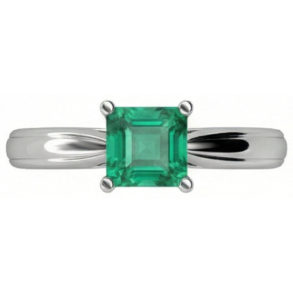 Solitaire Princess Cut Green Emerald 2.50 Carats Wedding Ring Gold White