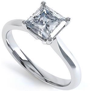 Solitaire Princess Cut Sparkling 2.25 Carats Real Diamond Wedding Ring