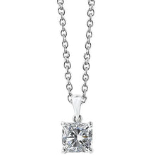 Solitaire Princess Natural Diamond Pendant Necklace 2.50 Carats White Gold 14K