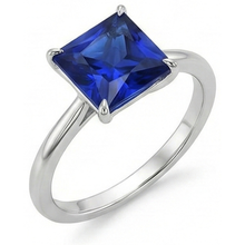 Solitaire Princess Sri Lankan Sapphire Ring 5 Carats White Gold 14K
