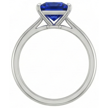 Solitaire Princess Sri Lankan Sapphire Ring 5 Carats White Gold 14K