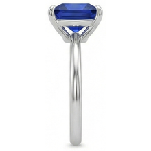 Solitaire Princess Sri Lankan Sapphire Ring 5 Carats White Gold 14K