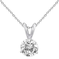 Solitaire Prong Set 1.50 Carats Genuine Round Cut Diamond Necklace Pendant
