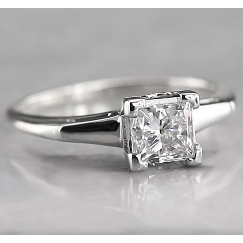 Solitaire Radiant Engagement Genuine Diamond Ring 1 Carat White Gold 14K