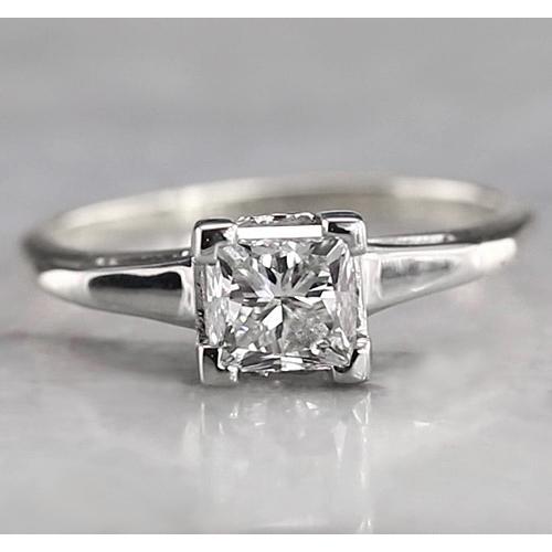 Solitaire Radiant Engagement Genuine Diamond Ring 1 Carat White Gold 14K