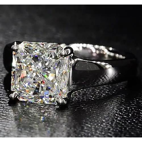 Solitaire Radiant Real Diamond Engagement Ring 4 Carats Black Gold 14K