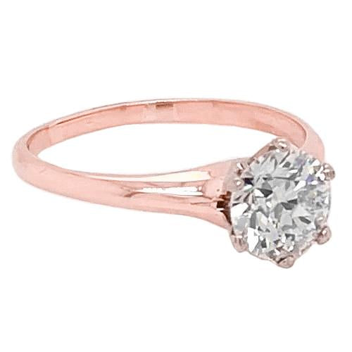 Solitaire Diamond Engagement Ring 2 Carats Rose Gold 14K