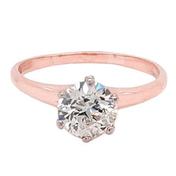 Solitaire Real Natural Earth Mined Diamond Engagement Ring 2 Carats Rose Gold 14K