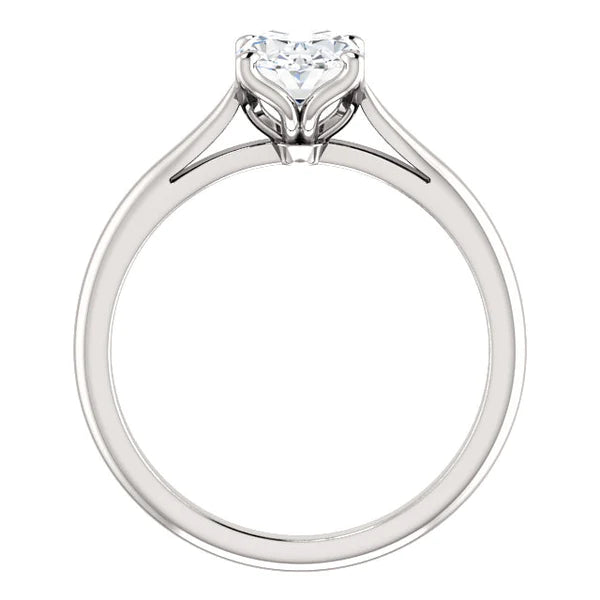 Solitaire Real Diamond  Engagement Ring Oval 5 Carats White Gold 14K