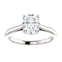 Solitaire Real Diamond  Engagement Ring Oval 5 Carats White Gold 14K