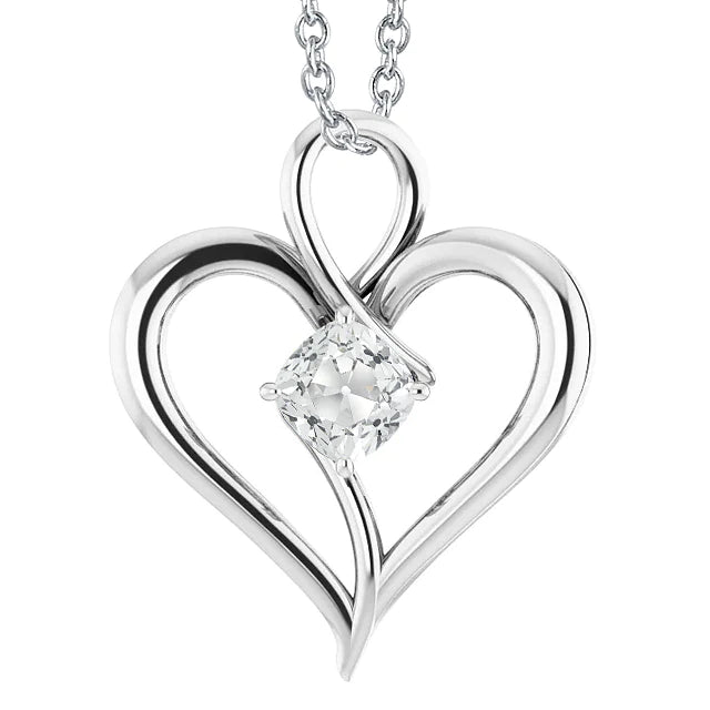 Solitaire Real Diamond Heart Shaped Pendant Cushion Old Miner 2 Carat