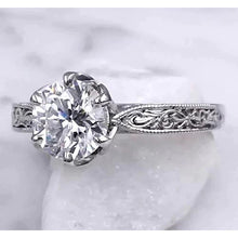 Solitaire Real Diamond Miligrain Ring 2 Carats Filigree