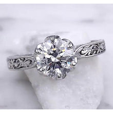 Solitaire Real Diamond Miligrain Ring 2 Carats Filigree