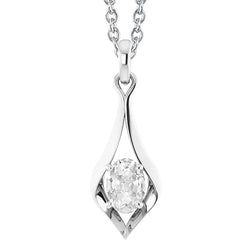 Solitaire Natural Earth Mined Diamond Pendant Oval Old European 2 Carats Slide With Bail