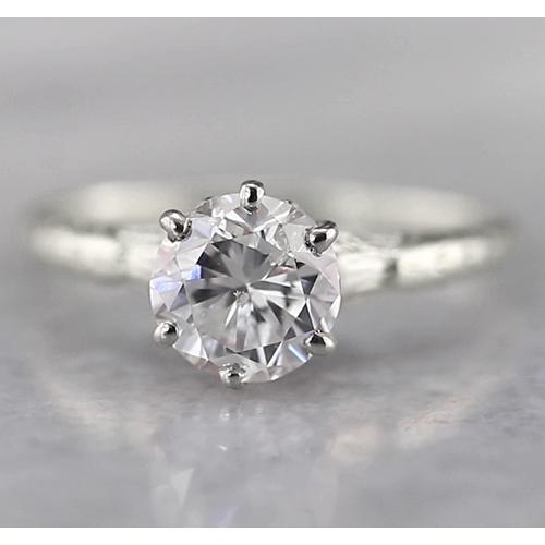 Solitaire Real Diamond Ring 1 Carat Prong Setting White Gold