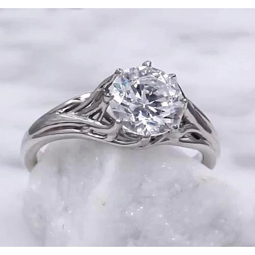 Solitaire Real Diamond Ring 2 Carats Trellis Setting