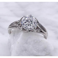 Solitaire Real Diamond Ring 2 Carats Trellis Setting