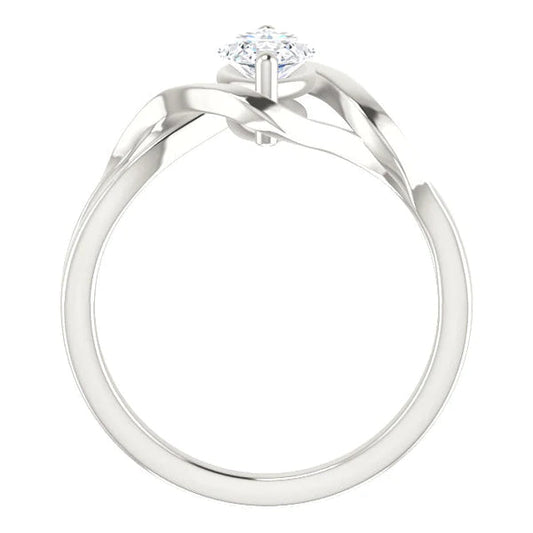 Solitaire Real Diamond Ring 2.50 Carats Twisted Split Shank 14K White Gold