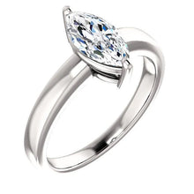 Solitaire Real Diamond Ring Marquise Cut 2.50 Carats White Gold