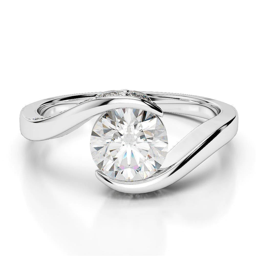 Solitaire Real Diamond Ring White Gold Lady Fine Jewelry 2 Carats