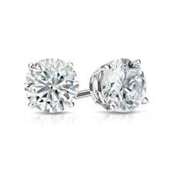Solitaire Real Diamond Stud Earrings 1.80 Ct. White Gold 14K