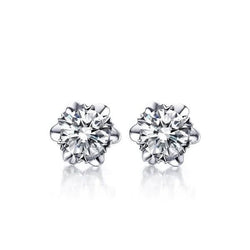 Solitaire Real Round Diamond Flower Style Stud Earring 1.70 Ct Gold Jewelry