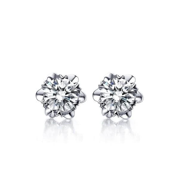 Solitaire Real Round Diamond Flower Style Stud Earring 1.70 Ct Gold Jewelry