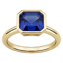 Solitaire Ring 1.50 Carats Bezel Set Asscher Sapphire Yellow Gold 14K