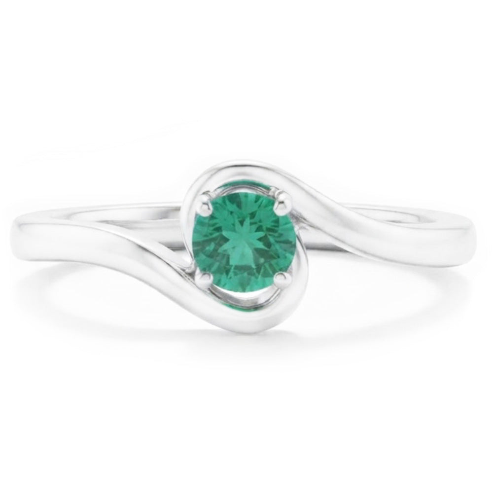 Solitaire Ring 1.50 Carats Columbian Green Emerald Twisted Style