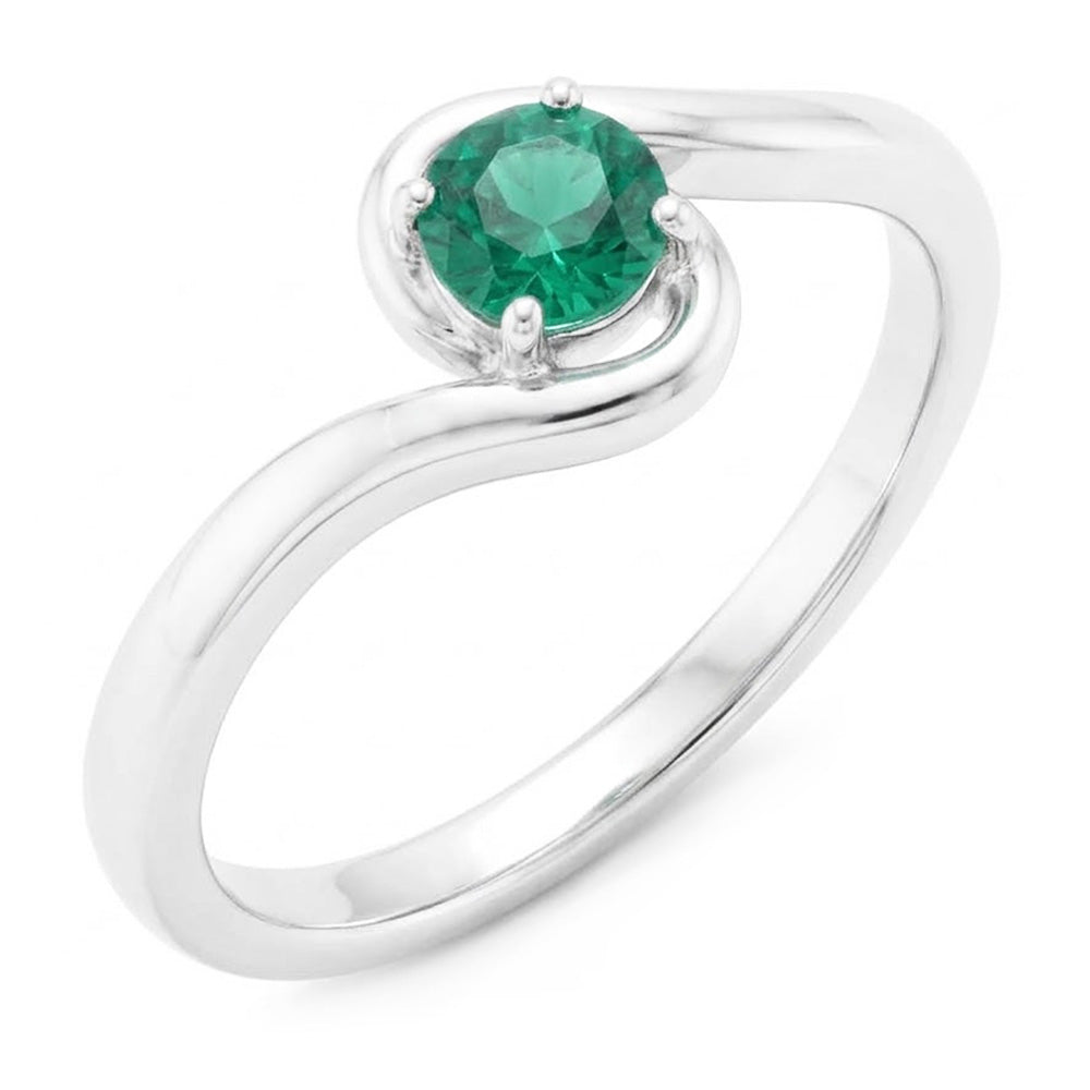 Solitaire Ring 1.50 Carats Columbian Green Emerald Twisted Style