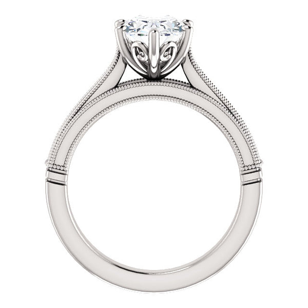 Solitaire Ring 4 Carats Oval Vintage Style Genuine Milgrain Jewelry