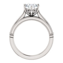 Solitaire Ring 4 Carats Oval Vintage Style Genuine Milgrain Jewelry