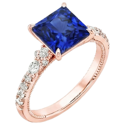 Natural Sapphire Ring 5.5ct - Rose Gold 14K