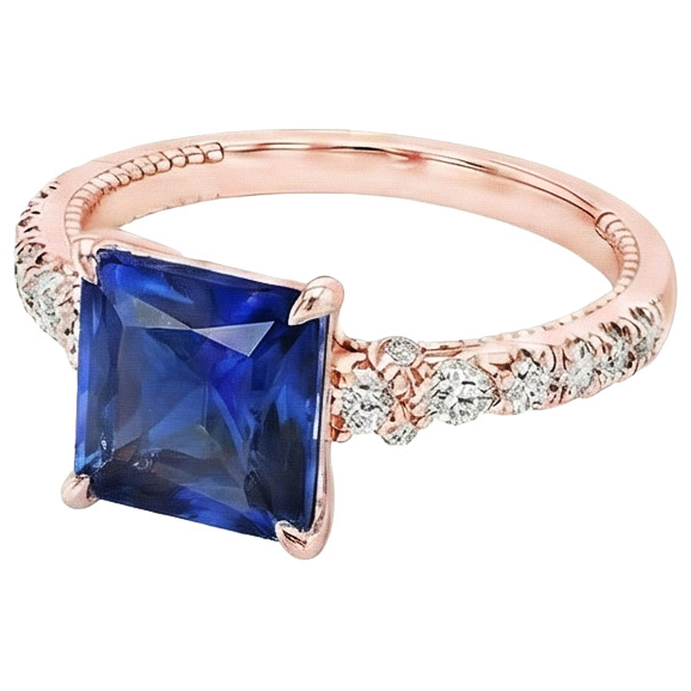 natural round sapphire 5.5ct ring top view