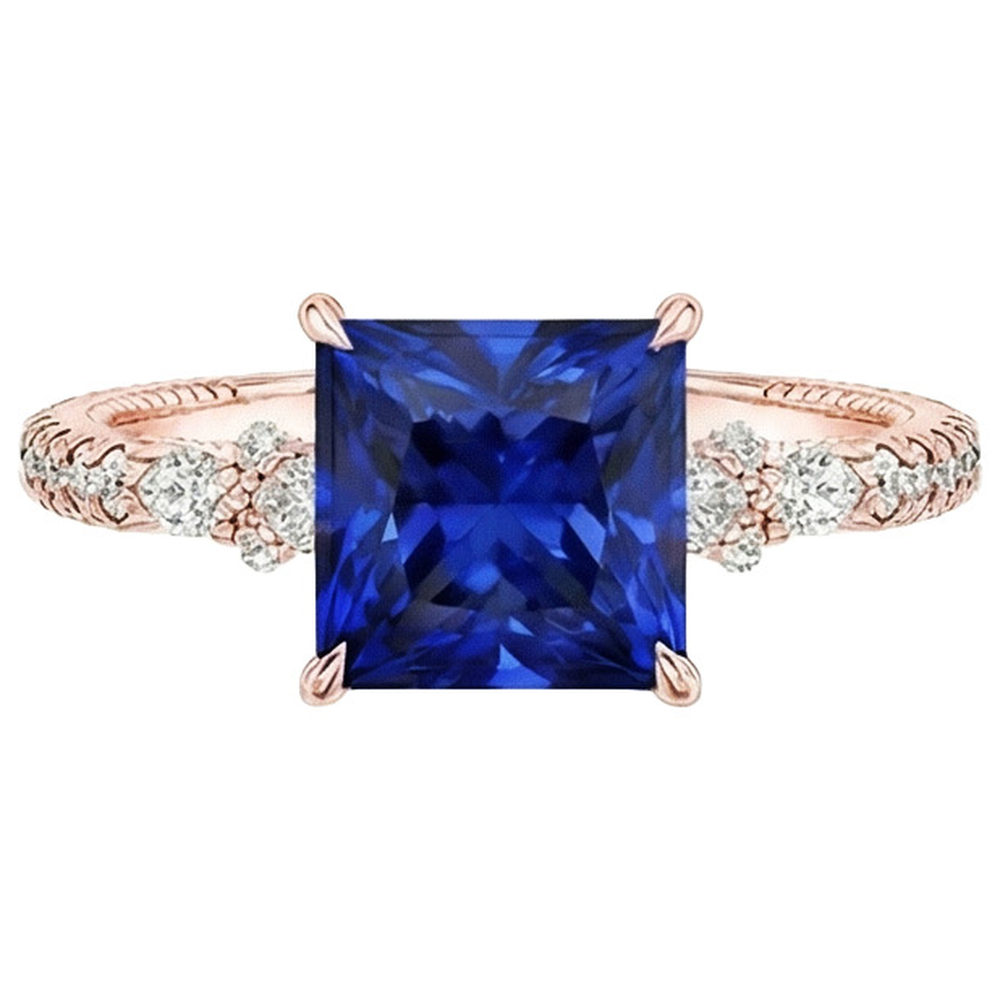 natural round sapphire 5.5ct ring profile view