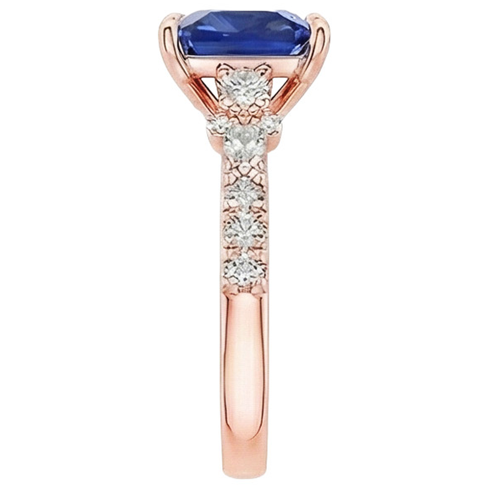 natural round sapphire 5.5ct ring on white background