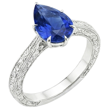 natural pear sapphire 2ct ring side angle