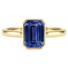 Solitaire Ring Bezel Set Emerald Sri Lankan Sapphire 3 Carats