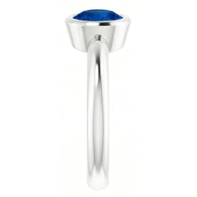 Solitaire Ring Blue Sapphire 0.75 Carats Bezel Setting White Gold 14K